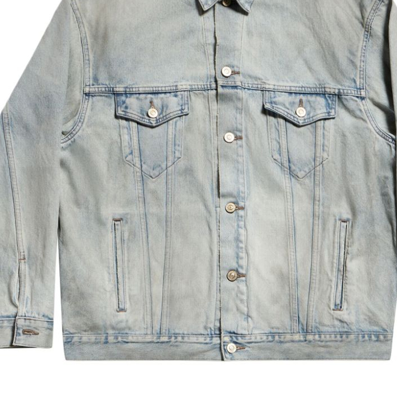 Details for (W) バレンシアガ ライトブルー レタープリント デニムジャケット カラー＆ボタン付き 767951TDW144016