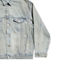 (W) バレンシアガ ライトブルー レタープリント デニムジャケット カラー&ボタン付き 767951TDW144016 Sizing (W) バレンシアガ ライトブルー レタープリント デニムジャケット カラー&ボタン付き 767951TDW144016