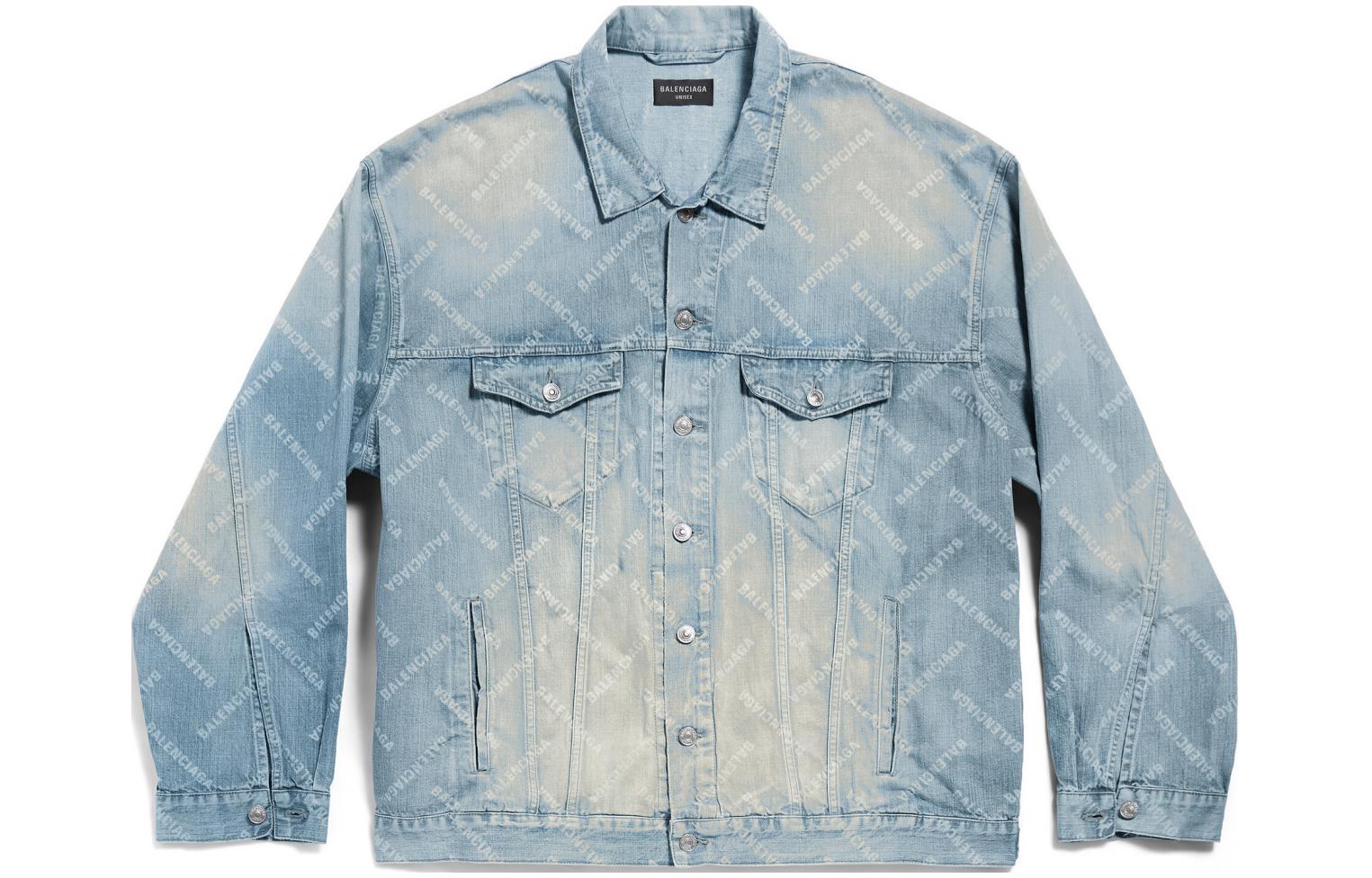 Order (Women) Balenciaga  Light Blue Monogram Denim Jacket Regular Fit Spring Outerwear 773616TPW534868