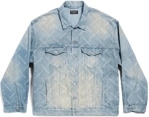 (Women) Balenciaga Light Blue Monogram Denim Jacket Regular Fit Spring Outerwear 773616TPW534868 Order (Women) Balenciaga Light Blue Monogram Denim Jacket Regular Fit Spring Outerwear 773616TPW534868