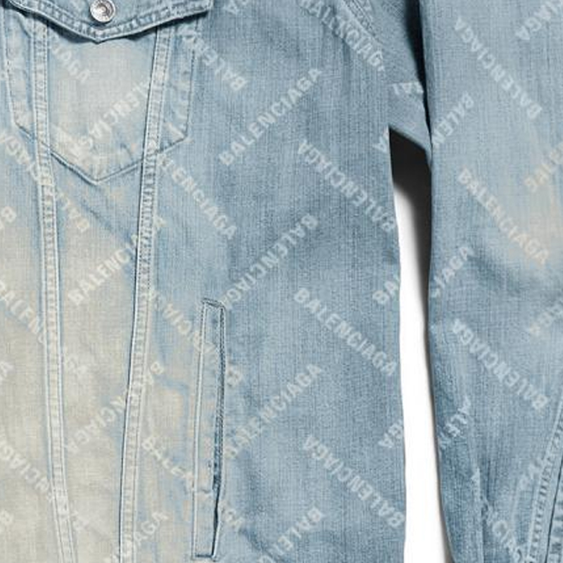Sizing (Women) Balenciaga  Light Blue Monogram Denim Jacket Regular Fit Spring Outerwear 773616TPW534868