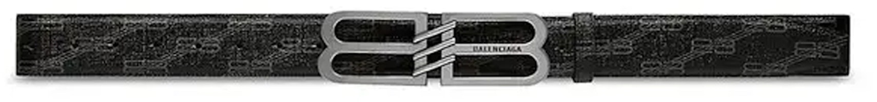 (Women) Balenciaga Logo Belt Black Grey 1.5CM Wide 703105 210EI 1060 (Women) Balenciaga Logo Belt Black Grey 1.5CM Wide 703105 210EI 1060