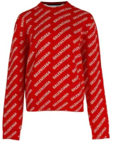 Order (W) Balenciaga 紅色Logo提花針織套頭毛衣 704428T32336090