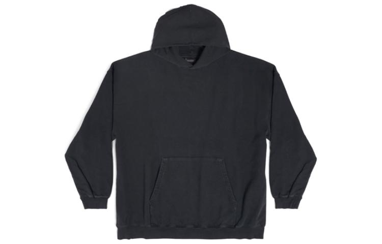 Lookbook (W) 巴黎世家 Logo宽松版黑色连帽衫 休闲长袖卫衣 620947TNVU21073