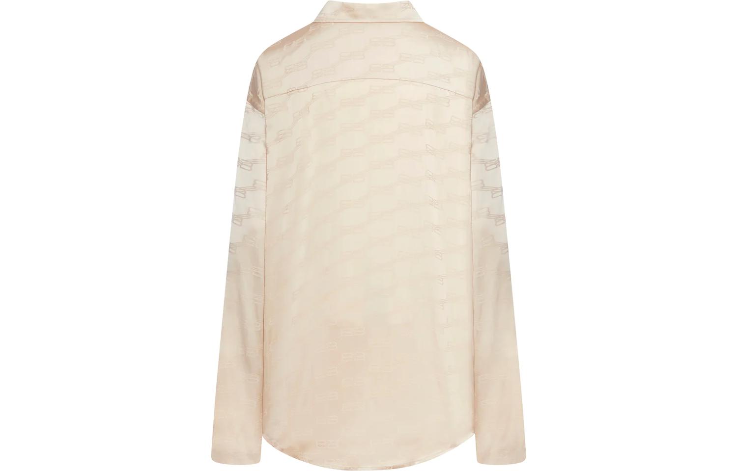 Lookbook (W) Camiseta Balenciaga Oversize Manga Larga Estampado Logo Blanco Roto. 681631TMO681975