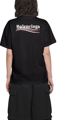(W) 발렌시아가 로고 프린트 슬림 핏 반팔 티셔츠. 612964TKVJ11070 Sizing (W) 발렌시아가 로고 프린트 슬림 핏 반팔 티셔츠. 612964TKVJ11070