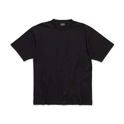 (Women) Balenciaga Logo Rhinestone Oversized T-Shirt Black FW23 Relaxed Fit 641655TPVP71000
