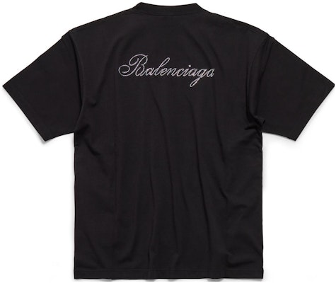 (Women) Balenciaga Logo Rhinestone Oversized T-Shirt Black FW23 Relaxed Fit 641655TPVP71000 Lookbook (Women) Balenciaga Logo Rhinestone Oversized T-Shirt Black FW23 Relaxed Fit 641655TPVP71000