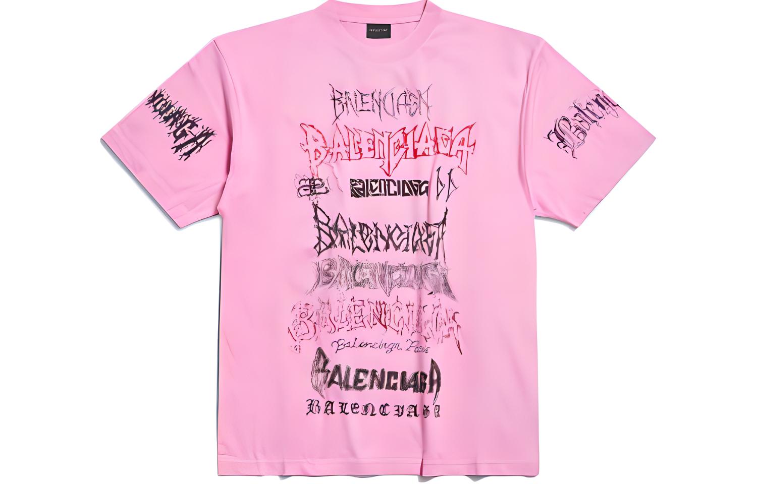 (Women) Balenciaga  Loose Fit Letter Print Graphic Crewneck T-Shirt. 641655TPVO21715
