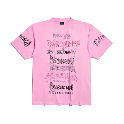 (Women) Balenciaga Loose Fit Letter Print Graphic Crewneck T-Shirt. 641655TPVO21715