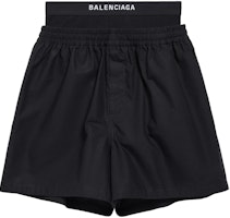 (Women) Balenciaga Loose Fit Obsidian Black Logo Layered Shorts SS24. 791054TNM601000 (Women) Balenciaga Loose Fit Obsidian Black Logo Layered Shorts SS24. 791054TNM601000