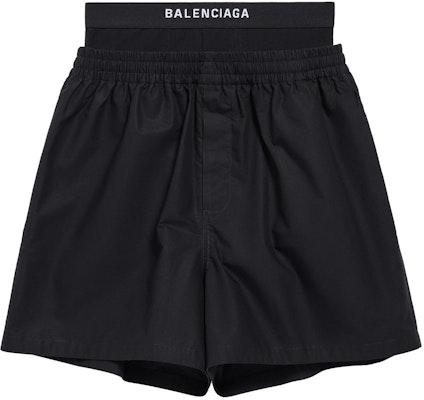 (W) 巴黎世家宽松款黑曜石黑色Logo叠穿短裤SS24. 791054TNM601000 Order (W) 巴黎世家宽松款黑曜石黑色Logo叠穿短裤SS24. 791054TNM601000