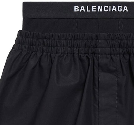 (W) 巴黎世家宽松款黑曜石黑色Logo叠穿短裤SS24. 791054TNM601000 Purchase (W) 巴黎世家宽松款黑曜石黑色Logo叠穿短裤SS24. 791054TNM601000