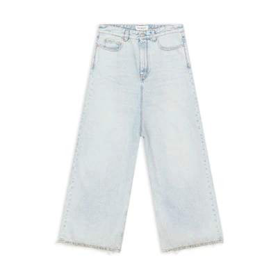 (Women) Balenciaga Loose Fit Raw Hem Straight-Leg Jeans Blue 706652TDW140482