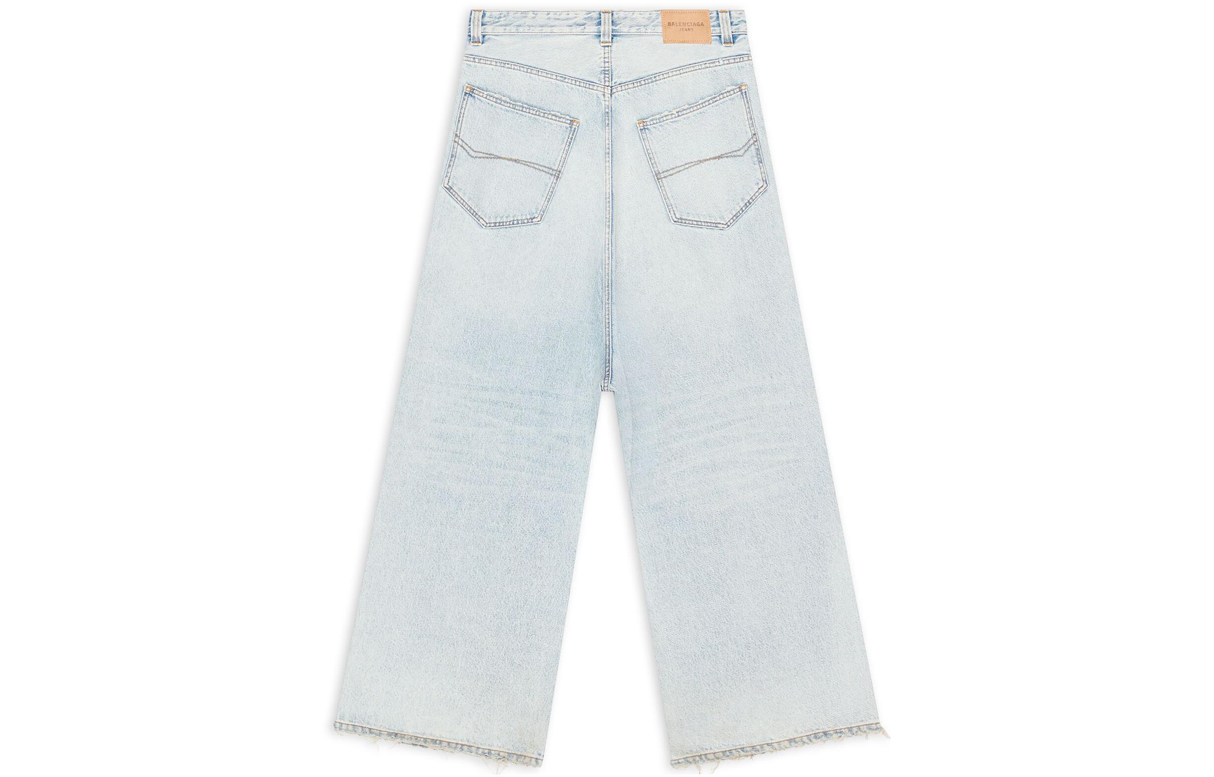 (Women) Balenciaga  Loose Fit Raw Hem Straight-Leg Jeans Blue 706652TDW140482 圖 3