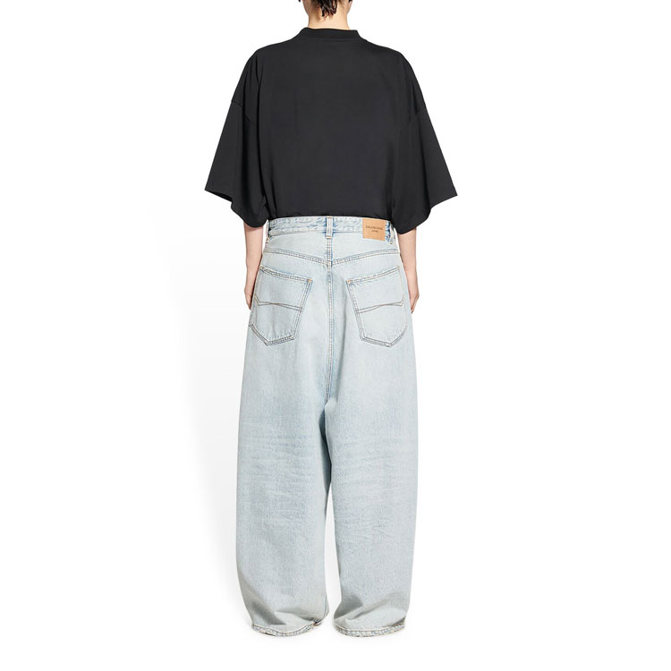 (Women) Balenciaga  Loose Fit Raw Hem Straight-Leg Jeans Blue 706652TDW140482 圖 5