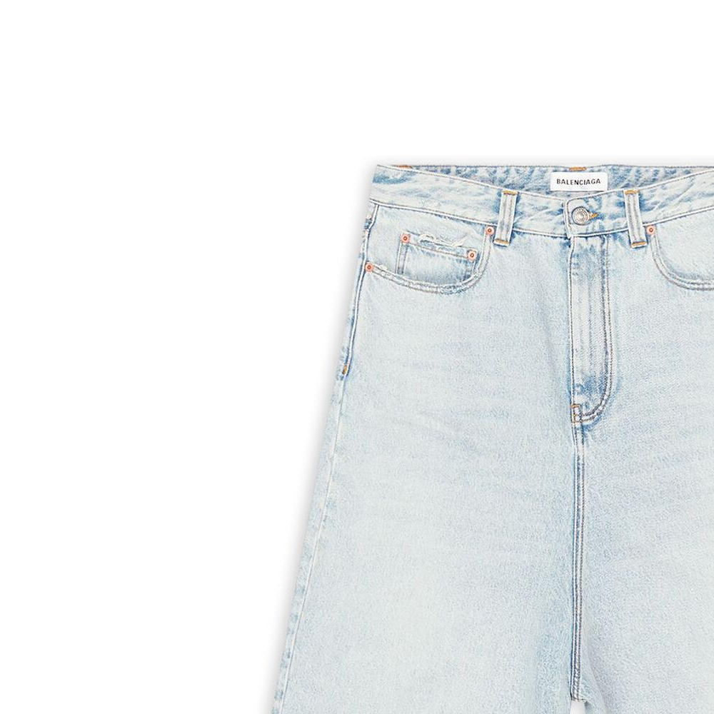 (Women) Balenciaga  Loose Fit Raw Hem Straight-Leg Jeans Blue 706652TDW140482 圖 6