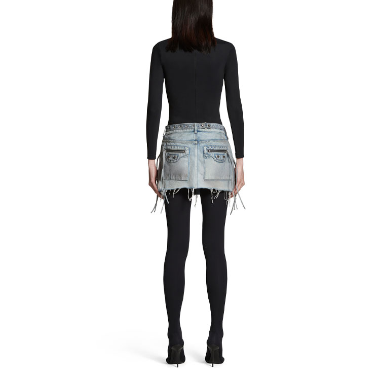 Purchase (W) 발렌시아가 미니 데님 스커트 프레이드 벨트 블루 레귤러 핏. 764534TDW144016