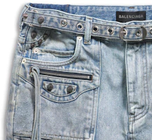 Sizing (W) Balenciaga迷你丹寧裙搭配磨邊腰帶藍色常規版型. 764534TDW144016
