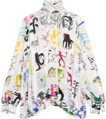 (Women) Balenciaga Multicolor High Neck Printed Long Sleeve Shirt Regular Fit. 595072TLL559000 Buy (Women) Balenciaga Multicolor High Neck Printed Long Sleeve Shirt Regular Fit. 595072TLL559000