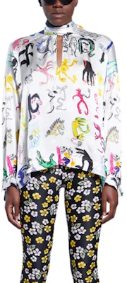 (Women) Balenciaga Multicolor High Neck Printed Long Sleeve Shirt Regular Fit. 595072TLL559000 Shop (Women) Balenciaga Multicolor High Neck Printed Long Sleeve Shirt Regular Fit. 595072TLL559000