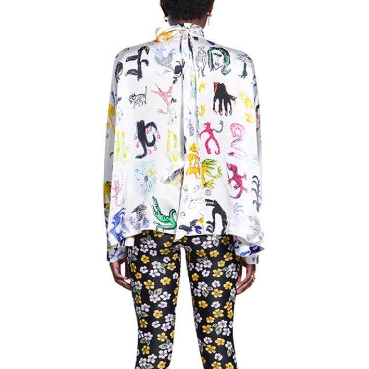 (Women) Balenciaga  Multicolor High Neck Printed Long Sleeve Shirt Regular Fit. 595072TLL559000 圖 5