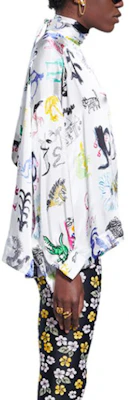 (Women) Balenciaga Multicolor High Neck Printed Long Sleeve Shirt Regular Fit. 595072TLL559000 Details for (Women) Balenciaga Multicolor High Neck Printed Long Sleeve Shirt Regular Fit. 595072TLL559000