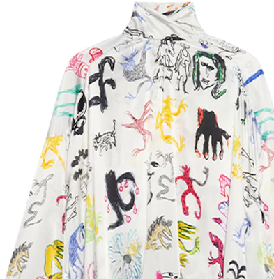 (Women) Balenciaga Multicolor High Neck Printed Long Sleeve Shirt Regular Fit. 595072TLL559000 Sizing (Women) Balenciaga Multicolor High Neck Printed Long Sleeve Shirt Regular Fit. 595072TLL559000