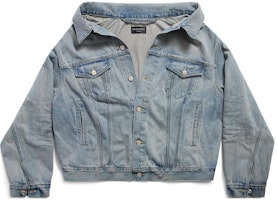 (W) バレンシアガ オフショルダーデニムジャケット ライトブルー ルーズフィットコート 786638TQW556379 Order (W) バレンシアガ オフショルダーデニムジャケット ライトブルー ルーズフィットコート 786638TQW556379