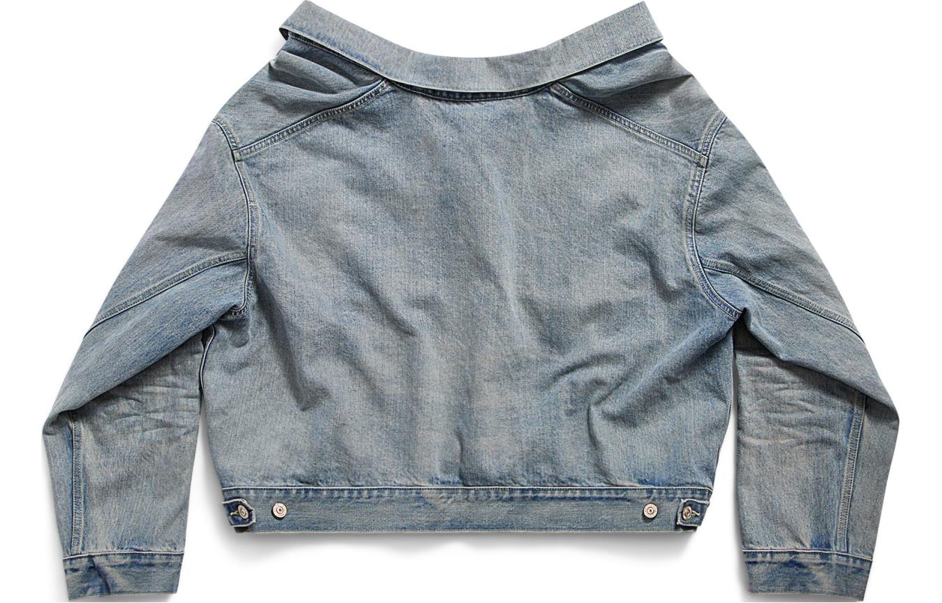 Lookbook (W) 발렌시아가 오프숄더 데님 자켓 라이트 블루 루즈핏 스타일리시 코트 786638TQW556379