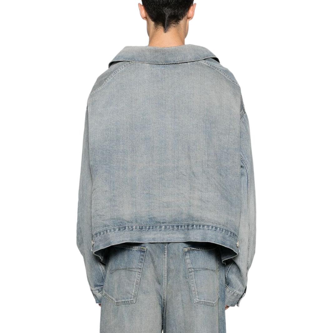 Purchase (W) 발렌시아가 오프숄더 데님 자켓 라이트 블루 루즈핏 스타일리시 코트 786638TQW556379