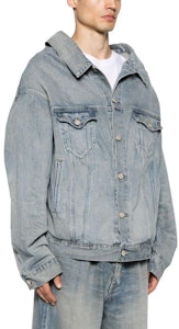 (W) 발렌시아가 오프숄더 데님 자켓 라이트 블루 루즈핏 스타일리시 코트 786638TQW556379 Details for (W) 발렌시아가 오프숄더 데님 자켓 라이트 블루 루즈핏 스타일리시 코트 786638TQW556379