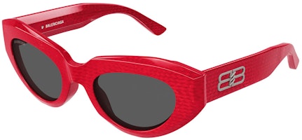 (Women) Balenciaga Oval Red Acetate Sunglasses with Logo Temples. 18430840 (Women) Balenciaga Oval Red Acetate Sunglasses with Logo Temples. 18430840