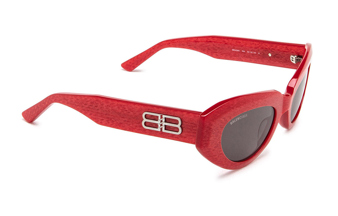 Shop (W) 발렌시아가 오벌 레드 아세테이트 선글라스 로고 템플. 18430840