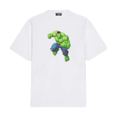 (Women) Balenciaga Oversized Fit Crew Neck White T-Shirt. 612965TLV599000
