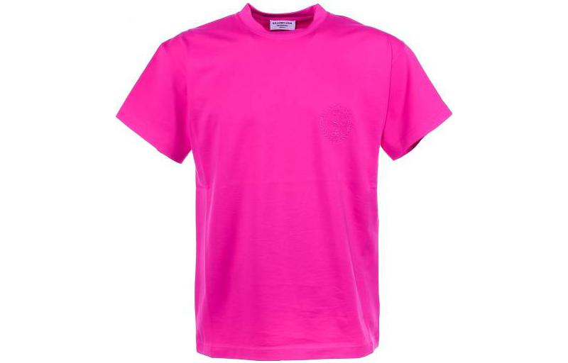 (Women) Balenciaga  Oversized Fluorescent Pink Crewneck T-Shirt SS22. 612965TMVM66843