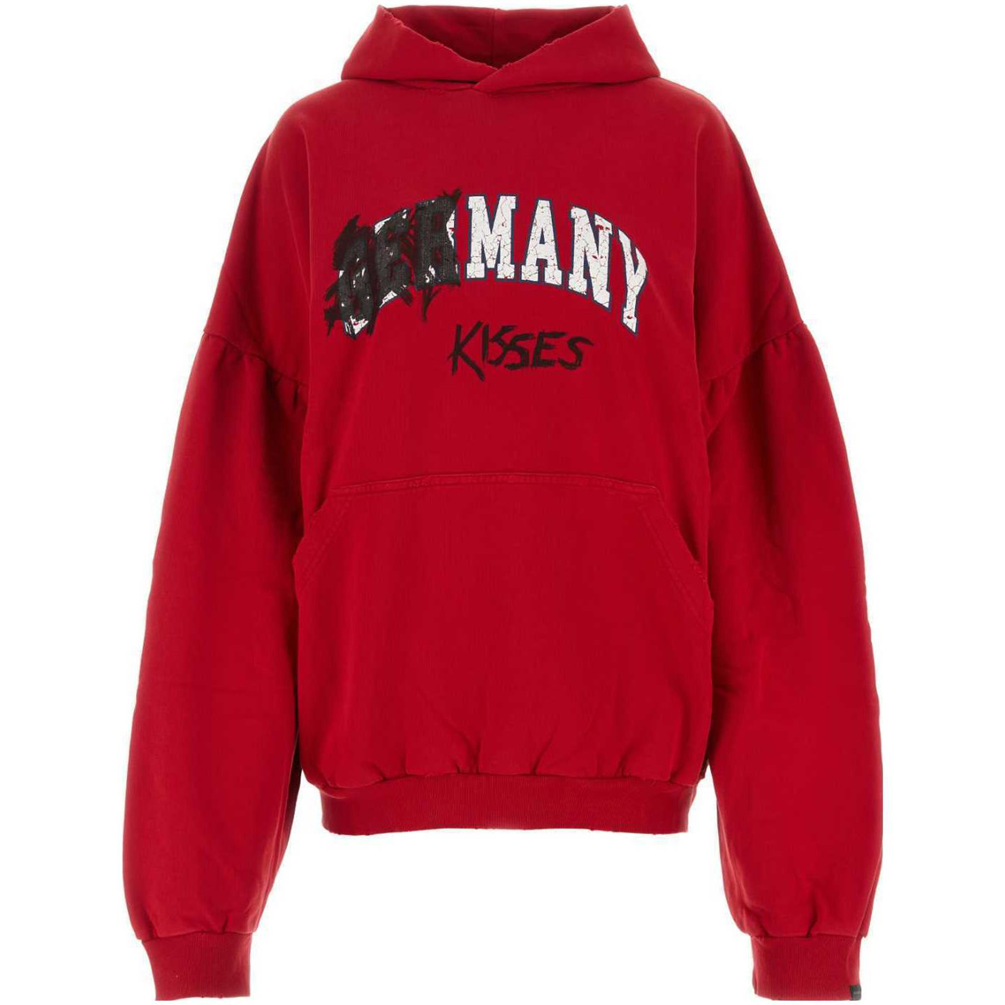 (Women) Balenciaga  Oversized Red Hoodie with Letter Logo. 761458TPVE36303