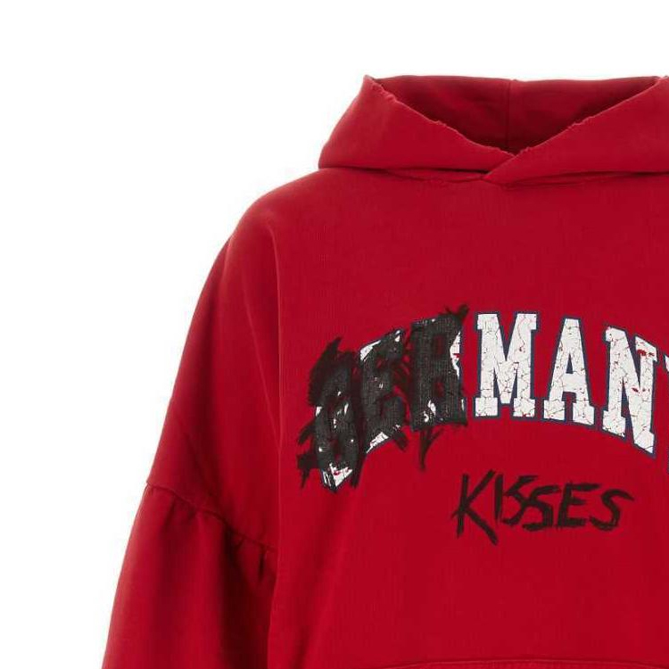 Shop (Women) Balenciaga  Oversized Red Hoodie with Letter Logo. 761458TPVE36303