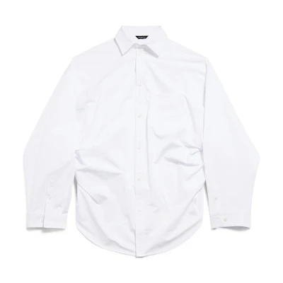 (Women) Balenciaga Oversized Single-Breasted Long-Sleeve Shirt White 790945TQM059000