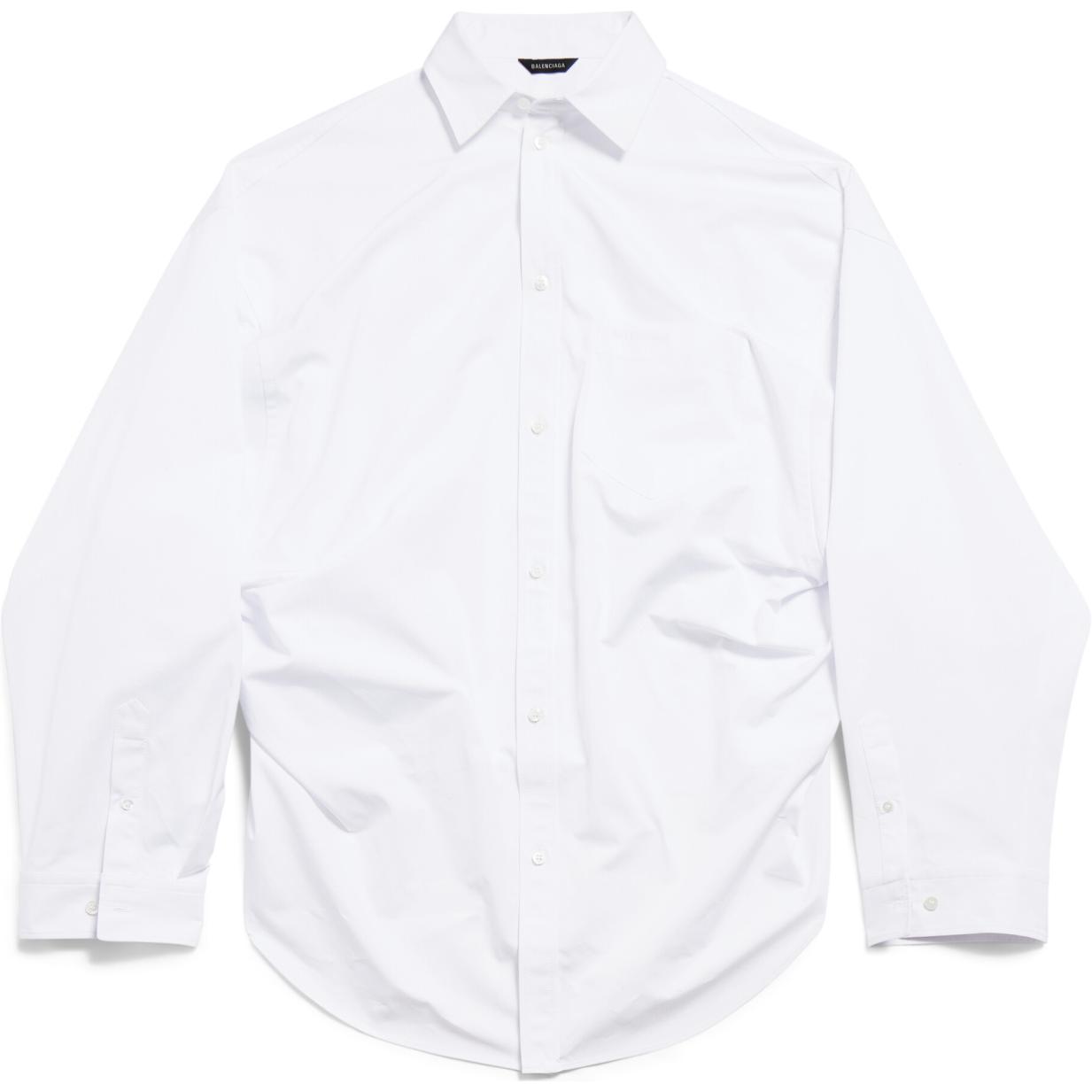 Order (Women) Balenciaga  Oversized Single-Breasted Long-Sleeve Shirt White 790945TQM059000