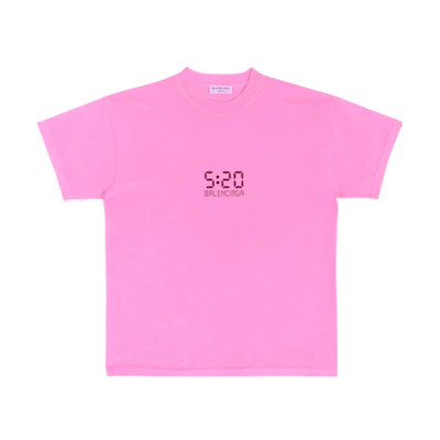 (Women) Balenciaga Pink Graphic Print Crewneck Pullover T-Shirt SS22. 612965TMVL55505