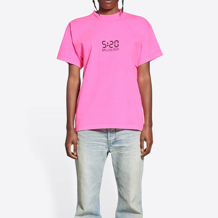 (Women) Balenciaga  Pink Graphic Print Crewneck Pullover T-Shirt SS22. 612965TMVL55505 圖 4