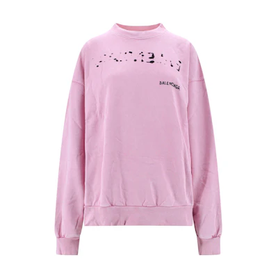 (Women) Balenciaga Pink Graphic Print Long Sleeve Crewneck Sweatshirt. 697869TOVO63204