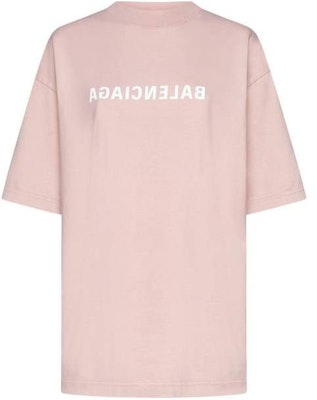 (Women) Balenciaga Pink Letter Print Crewneck Oversized Fit T-Shirt. 764235TNVV85708 Order (Women) Balenciaga Pink Letter Print Crewneck Oversized Fit T-Shirt. 764235TNVV85708