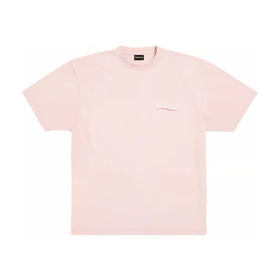 (Women) Balenciaga Pink Letter Print Crewneck T-Shirt Regular Fit. 641655TKVJ11764