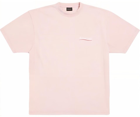 (Women) Balenciaga Pink Letter Print Crewneck T-Shirt Regular Fit. 641655TKVJ11764 Order (Women) Balenciaga Pink Letter Print Crewneck T-Shirt Regular Fit. 641655TKVJ11764