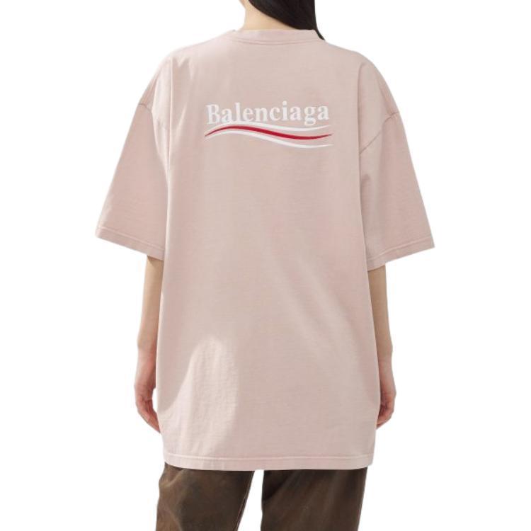 Purchase (Women) Balenciaga  Pink Letter Print Crewneck T-Shirt Regular Fit. 641655TKVJ11764