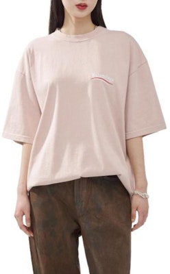 (Women) Balenciaga Pink Letter Print Crewneck T-Shirt Regular Fit. 641655TKVJ11764 Sizing (Women) Balenciaga Pink Letter Print Crewneck T-Shirt Regular Fit. 641655TKVJ11764