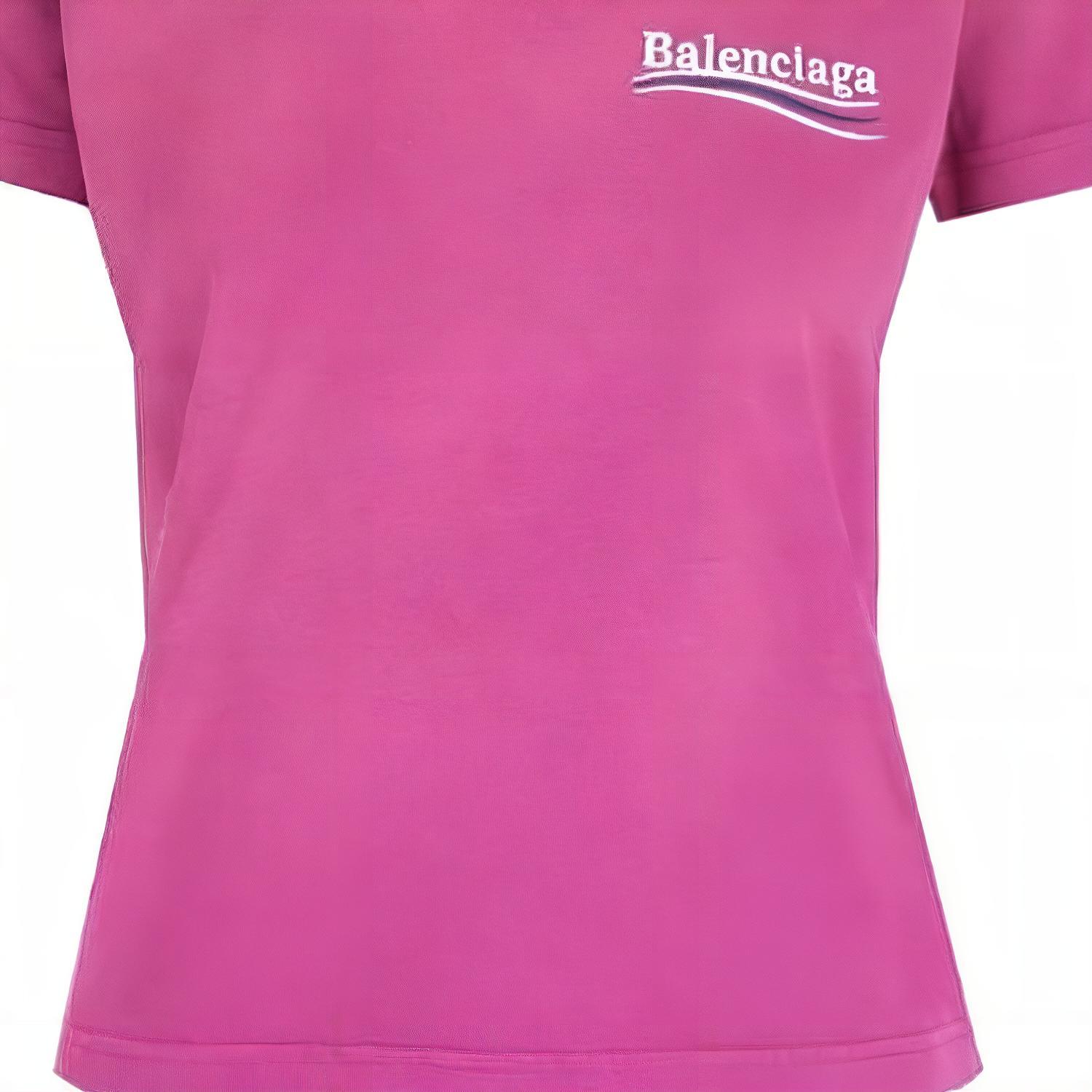 Sizing (W) Balenciaga 粉紅標誌印花圓領常規版型T恤 612964TJVF75713