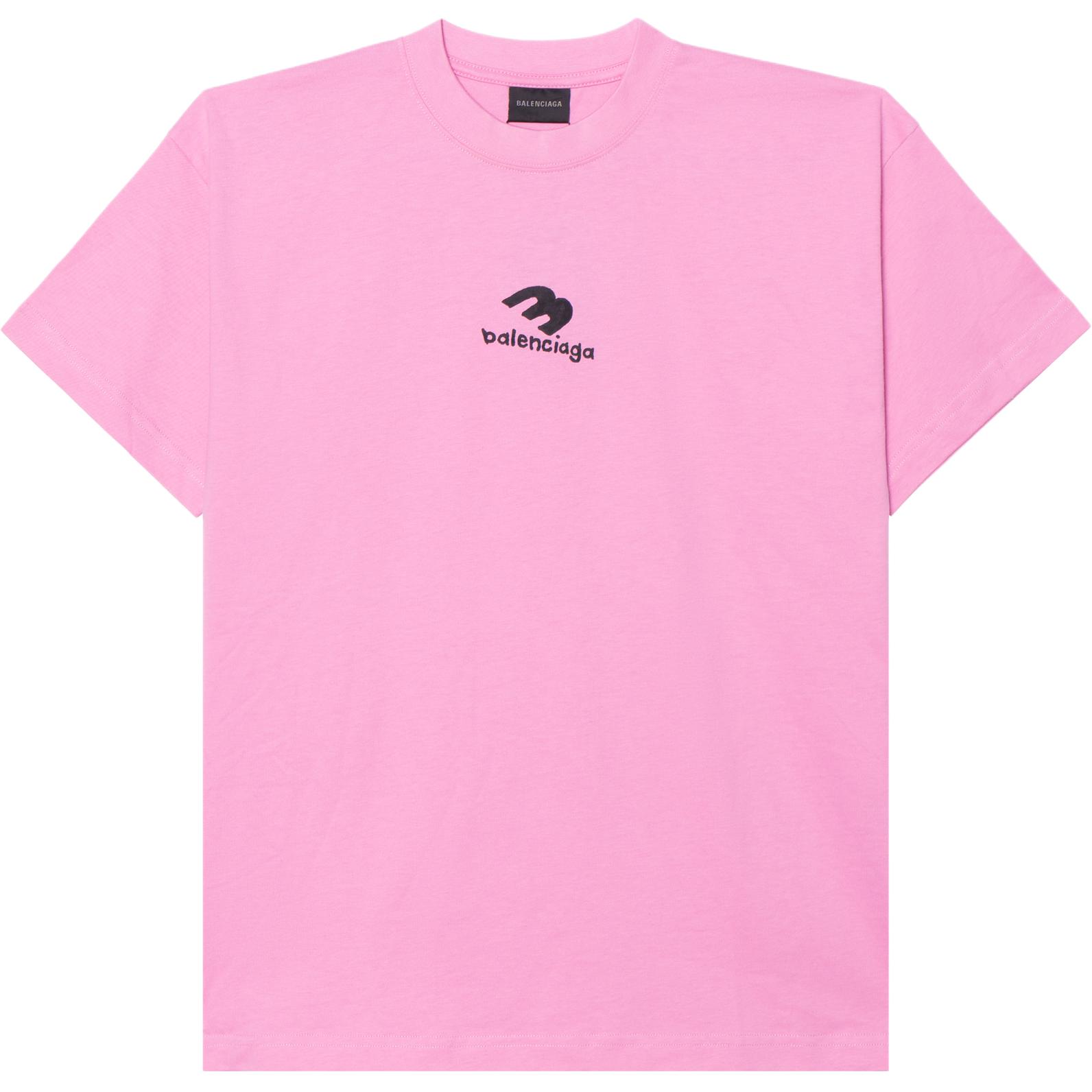 (Women) Balenciaga  Pink Logo Print Crewneck T-Shirt FW22. 612965TNVF21401